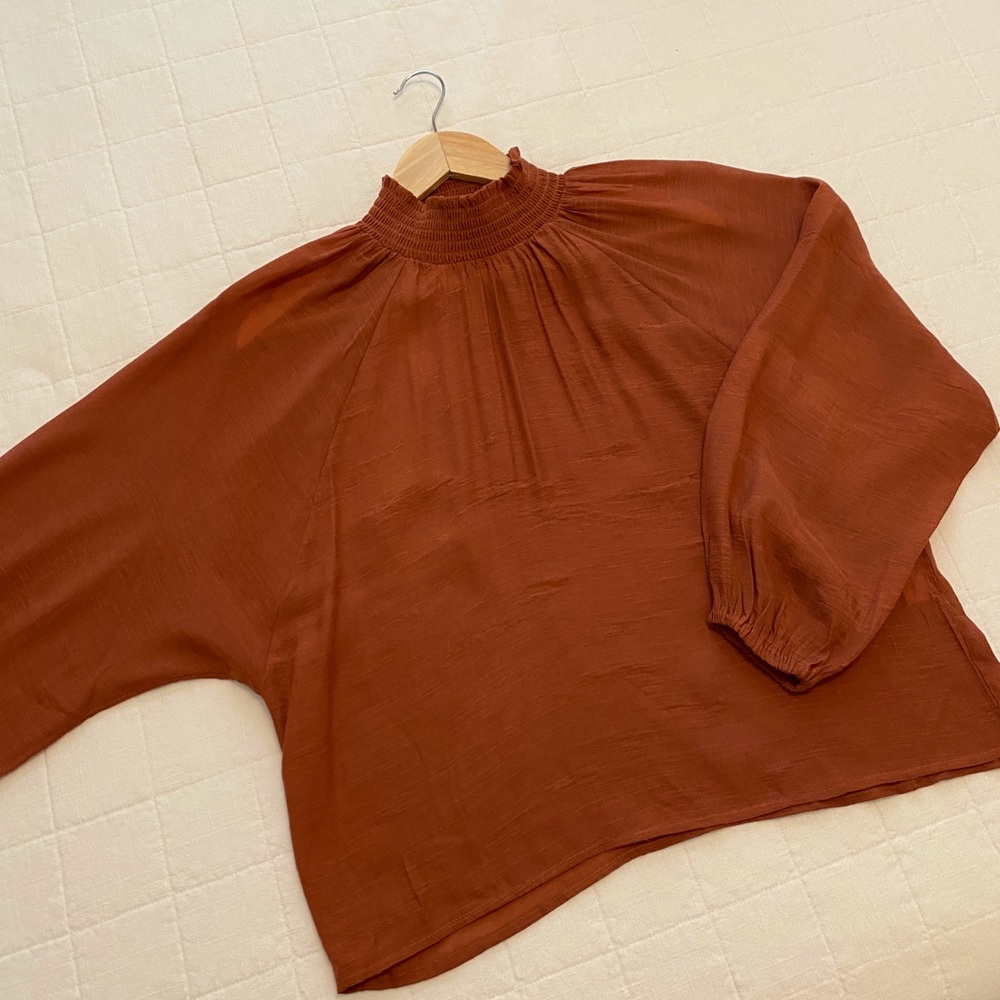 MP | C Terra Cotta Smoked dolman sleeve blouse M